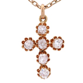 Georgian 18kt yellow Gold Pendant Cross with 1.85 CTS in Diamonds