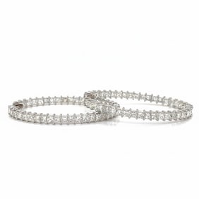 18K White Gold 10.08 Ct. Diamond Hoop Earrings