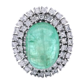 14kt white Gold Cocktail Ring with 12.50 CTW in Emerald and Diamonds