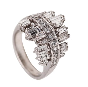 H. STERN Cluster Cocktail Ring In 18Kt White Gold With 2.85 Ctw In VVS Diamonds