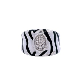 H. Stern Zebra 18kt white Gold Ring with Enamel & Diamonds