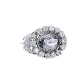 Antique Rosetta 18kt Gold Ring with Sapphire & Diamonds