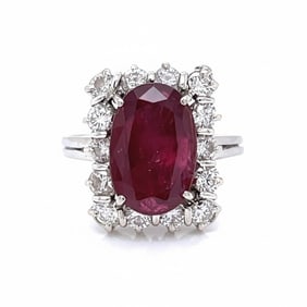 18K White Gold Ruby & Diamond Ring