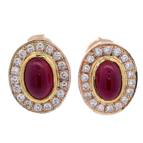 14kt yellow Gold Earrings with 11.20 CTW in Rubies and Diamonds