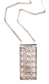 Rey Urban for Age Fausing 1970 Denmark modernism Geometric long necklace in .925 sterling silver
