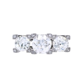 Art Deco Platinum Ring with 4.27 CTW in Old European cut Diamonds