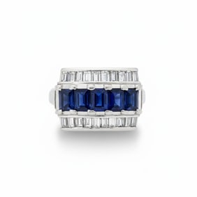 Platinum Sapphire & Diamond Ring