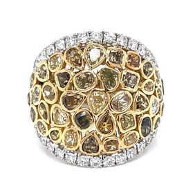 18K yellow & white Gold Ring with Natural Color Diamonds