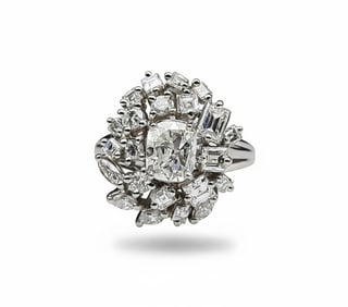 Vintage Platinum Ring with 2.32 Cts in Diamonds