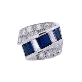 14kt white Gold Ring with 3.62 CTW in Blue Sapphires & Diamonds