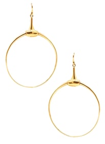 GUCCI Vintage Dangle Horse-Bits Circles Hoops Earrings In Solid 18Kt Yellow Gold