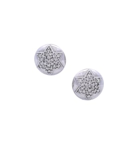 Vintage 14kt white Gold Star Earrings with 1.00 Cts in Diamonds