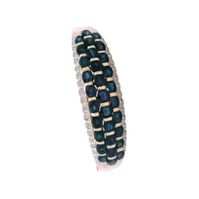 14kt yellow Gold Bangle Bracelet with 13.0 CTW in Blue Sapphires & Diamonds
