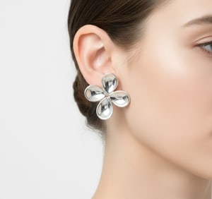 ANGELA CUMMINGS 1987 Modernist Flower Petals Earrings In .925 Sterling Silver