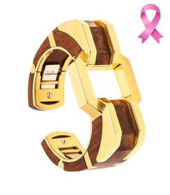 DAVID WEBB Cubism Carved Wood Geometric Cuff-Bangle In 18Kt Yellow Gold