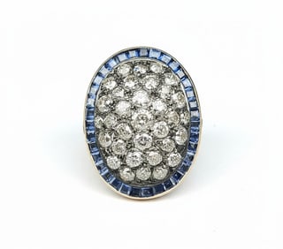 18kt yellow Gold Ring with 4.50 CTW in Diamonds and Sapphires