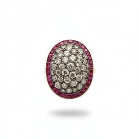 18kt yellow Gold Ring with 4.40 CTW in Diamonds and Rubies