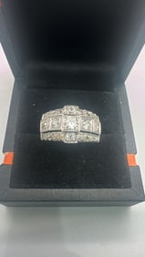 Retro Deco Platinum Ring with Diamonds
