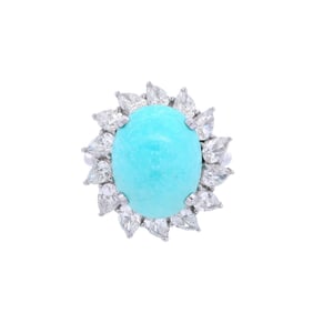 18kt white Gold Ring with Turquoise and Diamond
