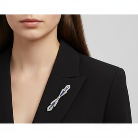 Art Deco Platinum Burma Sapphire & Diamond Brooch