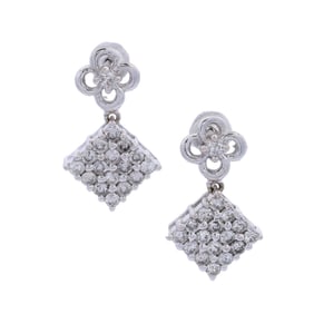 18kt white Gold Drop Earrings with 0.85 Cts in Diamonds