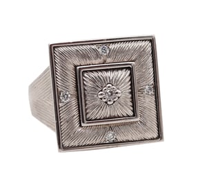BUCCELLATI Etched Ring In 18Kt White Gold With Diamonds