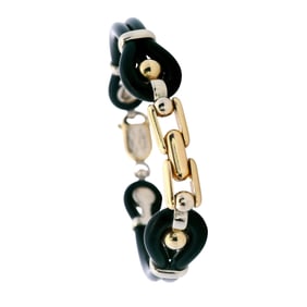 SAURO Brev 18kt yellow Gold and Rubber Bracelet