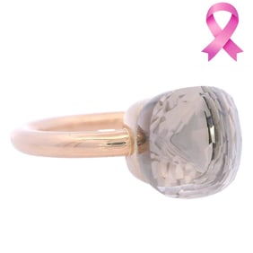 Pomellato 18kt yellow Gold Ring Big Nudo size with white Topaz