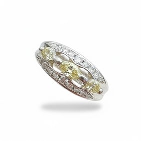 Platinum Ring with Fancy Yellow & white Diamonds