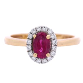 18kt yellow Gold Ring with Ruby & Diamonds