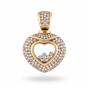 18K Yellow Gold 1.50 Ct. Floating Diamond Heart Pendant