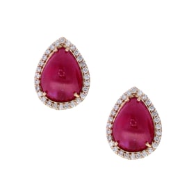14kt yellow Gold Earrings with 7.10 CTW in Rubies & Diamonds