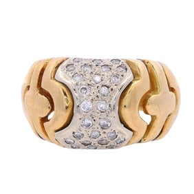 "Bulgari" style Ring in 18kt two tones Gold with Diamonds