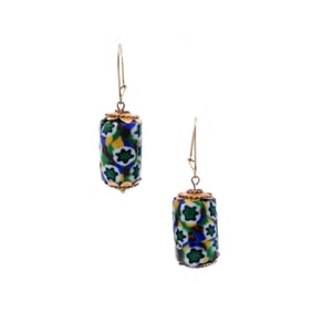Antique 18kt Gold Earrings with Millefiori Venetian Glass