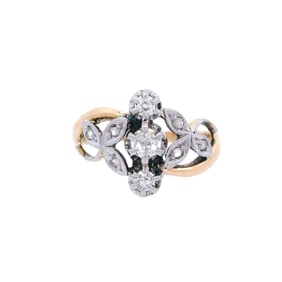 Art Nouveau 18kt Gold & Platinum ring with Diamonds