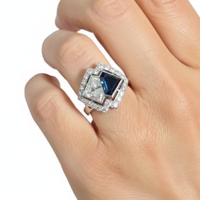 Art Deco Platinum Diamond & Sapphire Ring