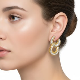 Midcentury 18K Yellow Gold 3.75 Ct. Diamond Earrings