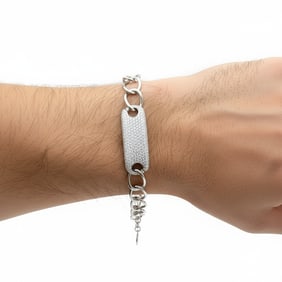 18kt white Gold ID Bracelet with 3.00 Cts in Diamonds