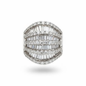Wide 18K White Gold Ring 4.75 Ct. Diamonds