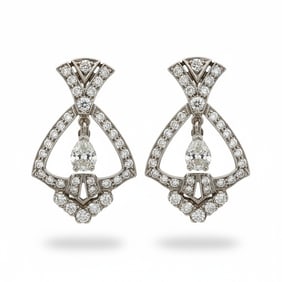 Art Deco Platinum 3.80 Ct. Diamond Earrings