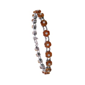 18kt white Gold Flower Toggle Bracelet with Diamonds & Citrines