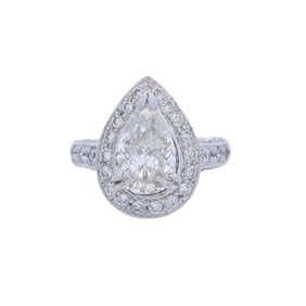 14kt white Gold Engagement Ring with a 1.90 Pear shaped Diamond