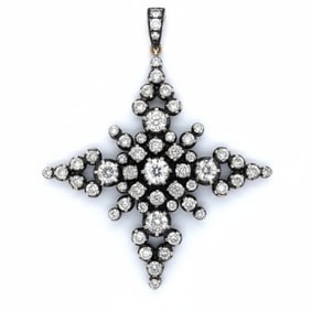 Antique Pendant in 18K & Silver on top with  12.10 Cts in Diamonds