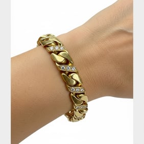 BVLGARI 1980s 18K Yellow Gold Diamond Bracelet