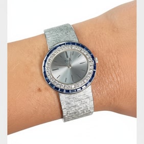 PIAGET 18K White Gold Watch with Diamonds and Sapphires