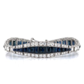Art Deco Platinum Sapphire & Diamond Bracelet