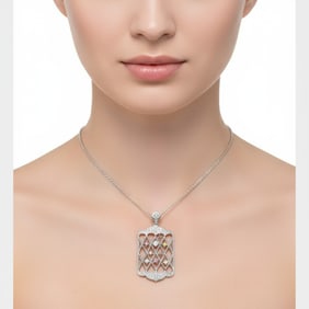 18K White Gold Color Diamonds Pendant