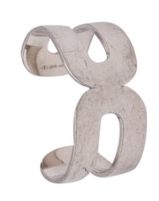 Dinh Van Paris Vintage Classic "Double Dinh" Geometric Cuff In .925 Sterling Silver