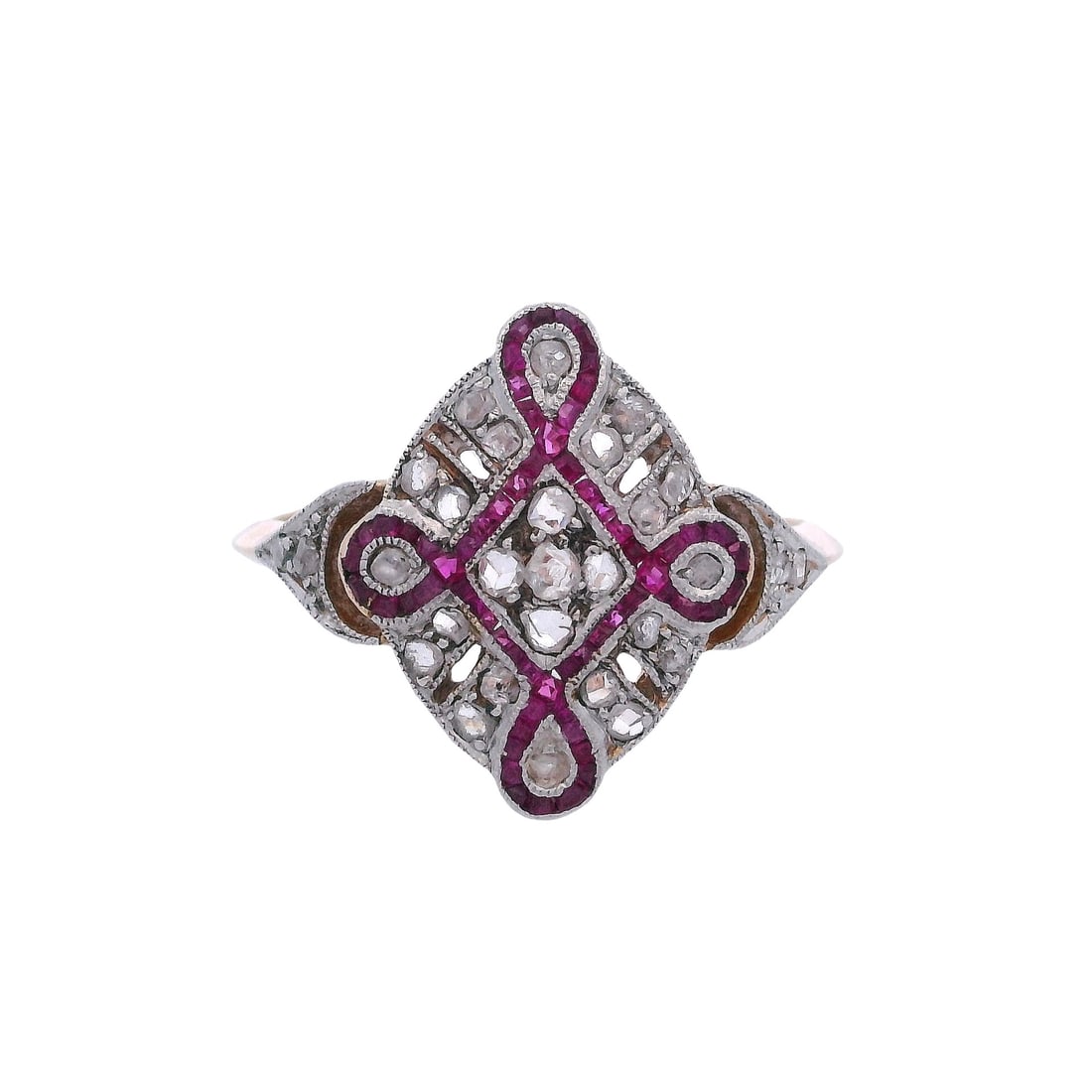 Edwardian 18kt yellow Gold & Platinum with Diamonds & Rubies (1 of 7)