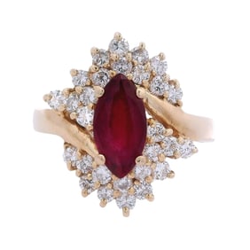 14kt yellow Gold Cocktail Ring with 1.80 CTW in Ruby & Diamonds